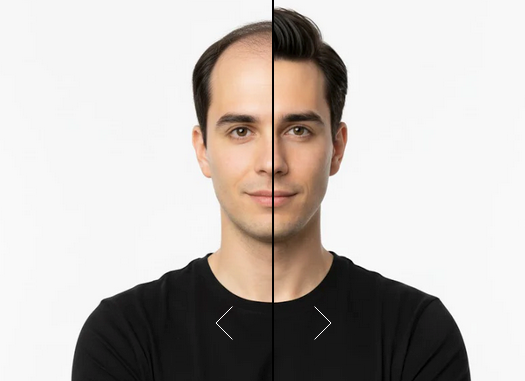 Close-up of natural hair system hairline showing realistic and undetectable result