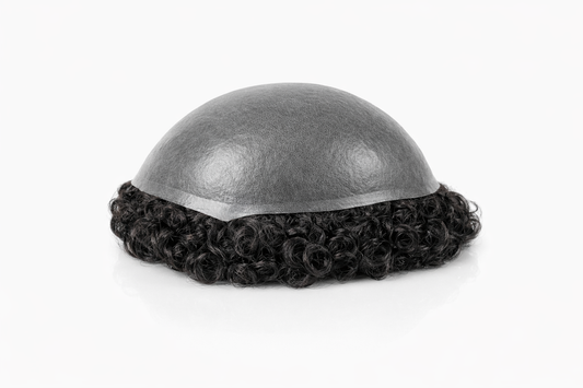 Hair system thickness comparison showing ultra thin and standard thin skin base for natural hairline